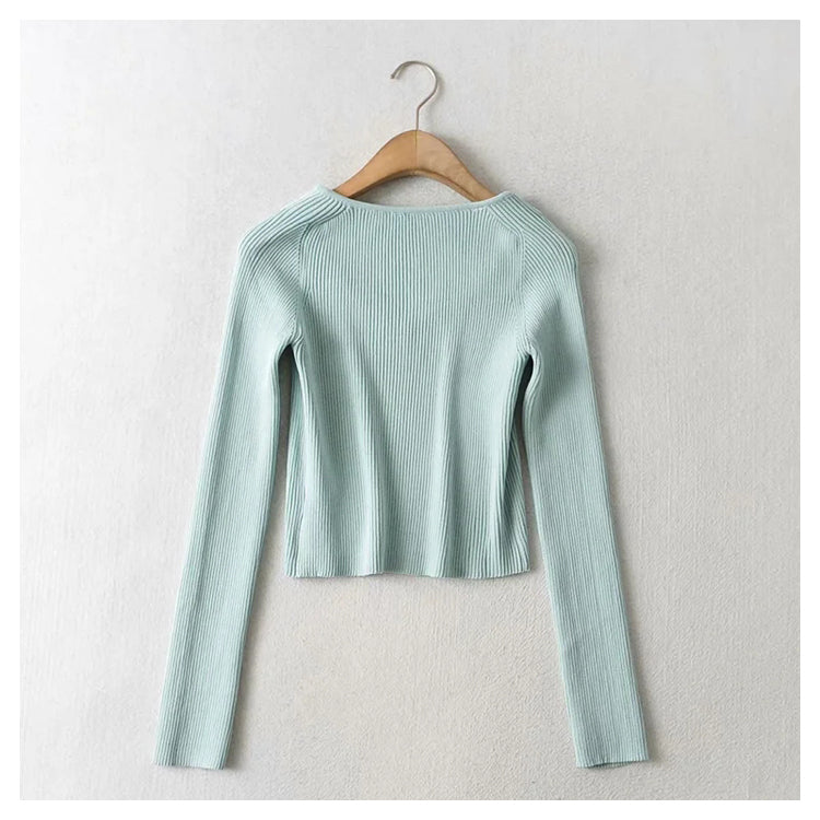 Pull polyvalent à col en cœur et à fond slim 7377