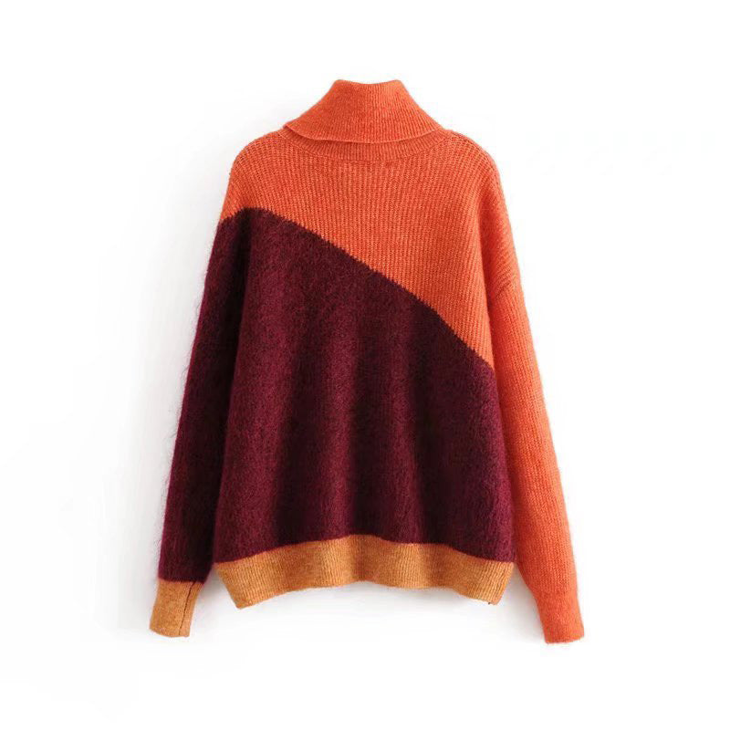 Casual high neck Pullover mohair sweater 7338