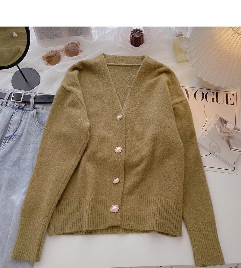 Korean retro personalized single breasted top fashion 5977