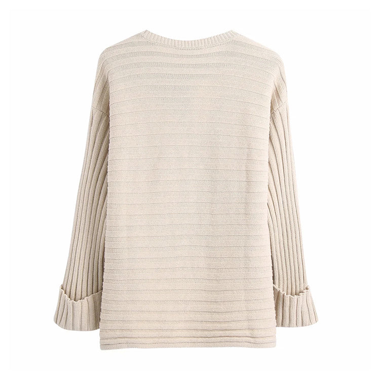 New fashion versatile rib knit with button 7301