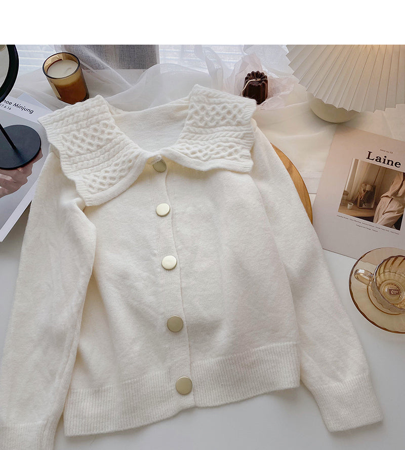 Temperament aging single breasted doll neck long sleeve slim top 6024