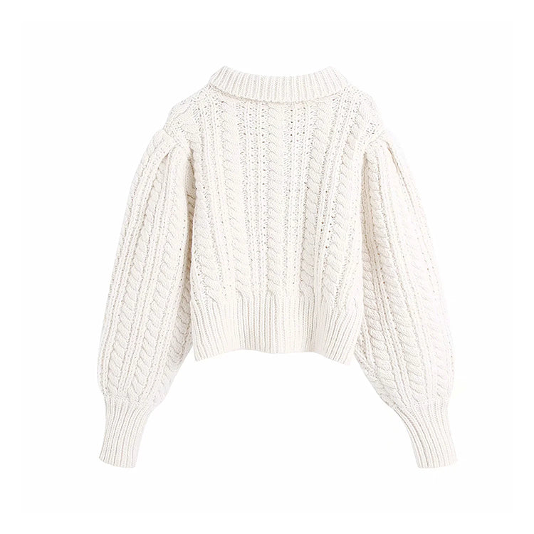 Vintage Twist Pullover ausgehöhlter achtfädiger Strickpullover 7172