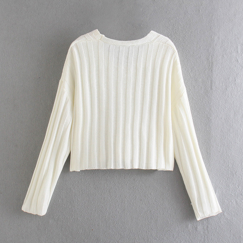 Lazy style retro versatile short Pullover Sweater Top 7519