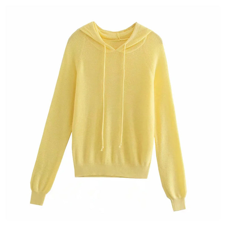 Versatile loose casual hooded Pullover Crew Neck Long Sleeve Sweater 7282