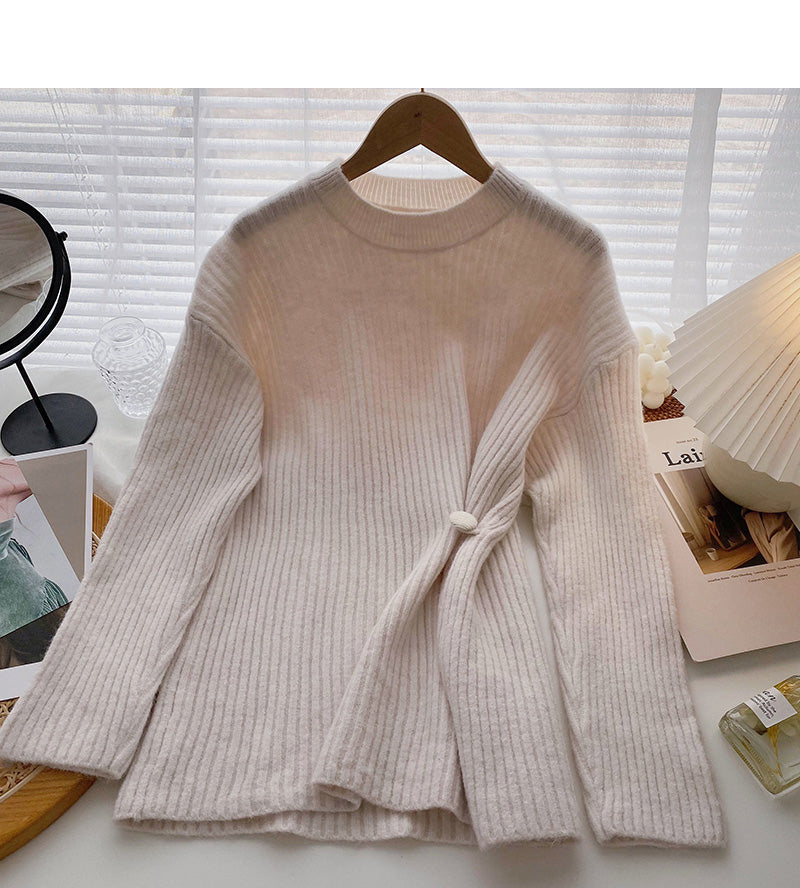 Korean minority design foreign style one button loose top fashion 5935
