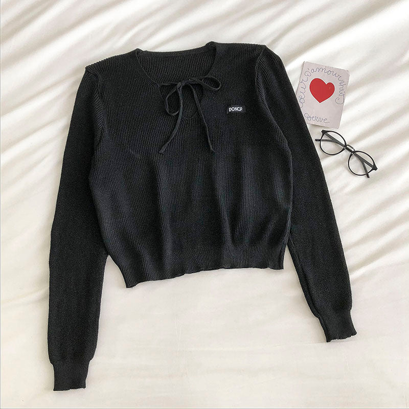 Neues koreanisches Casual-Ins-Faul-Langarm-Pullover-Top 6476