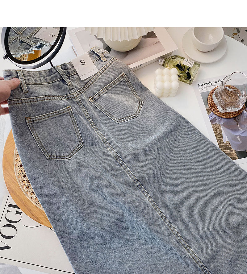 Korean fashion slim A-line split skirt 5704