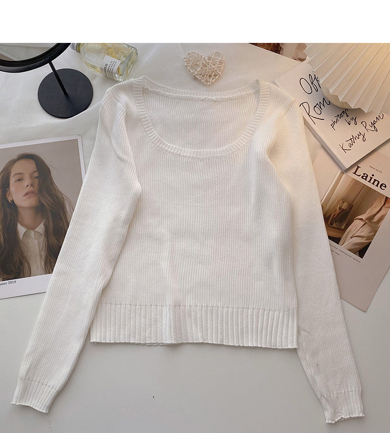 Knitwear slim short bottomed long sleeve top 6659
