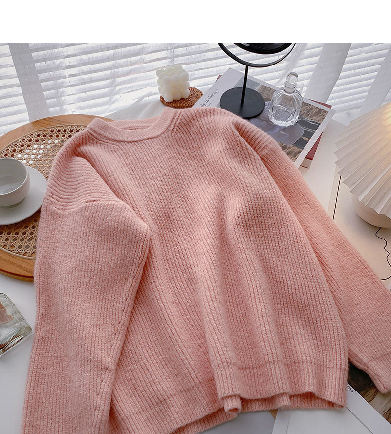 The new Korean version is lazy and slim, with long sleeved Pullover Top 5937