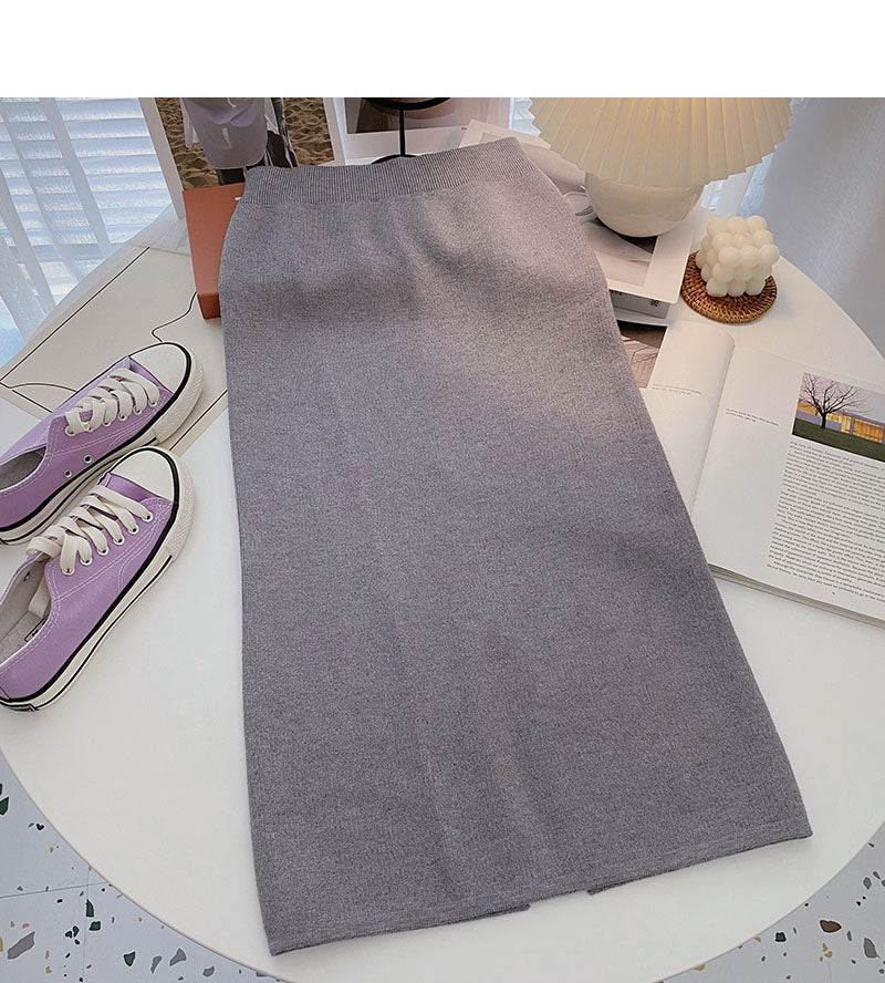 Jupe fine taille haute fendue en forme de A, mi-longue et longue, de style Hong Kong 5770