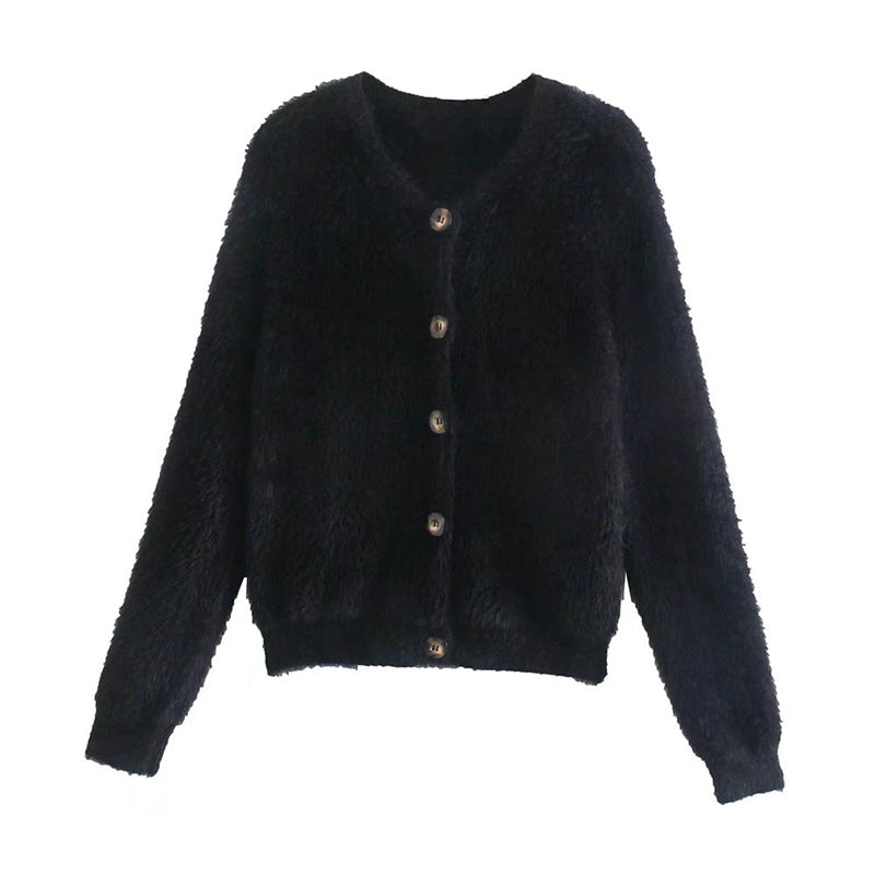 Vielseitiger Pullover-Strickmantel in Kunstpelz-Optik 7353