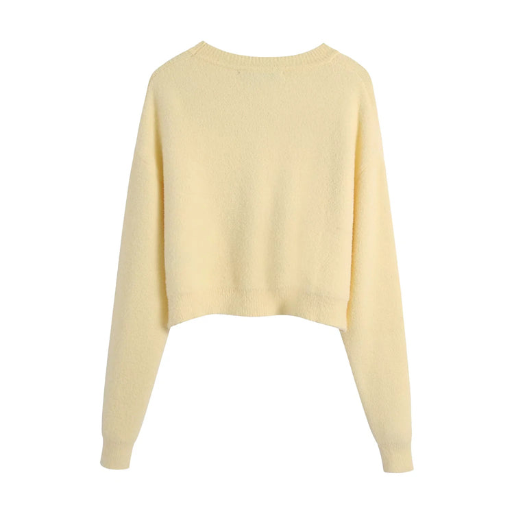 Versatile straight tube loose sweater soft touch sweater 7381
