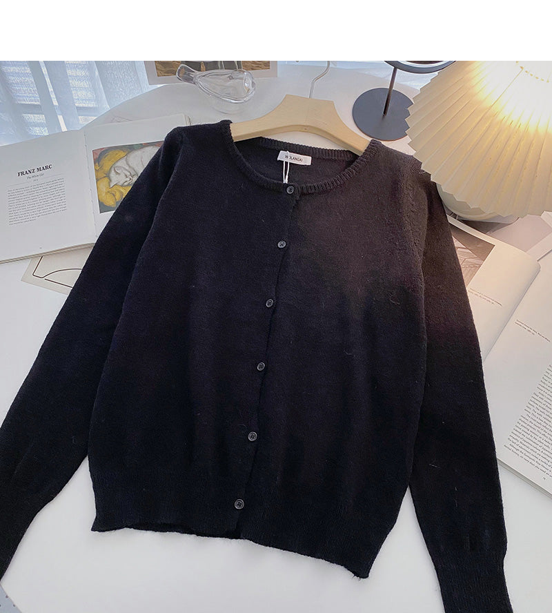 Cardigan Strickmantel einfarbig Langarm Einreiher Top 6661