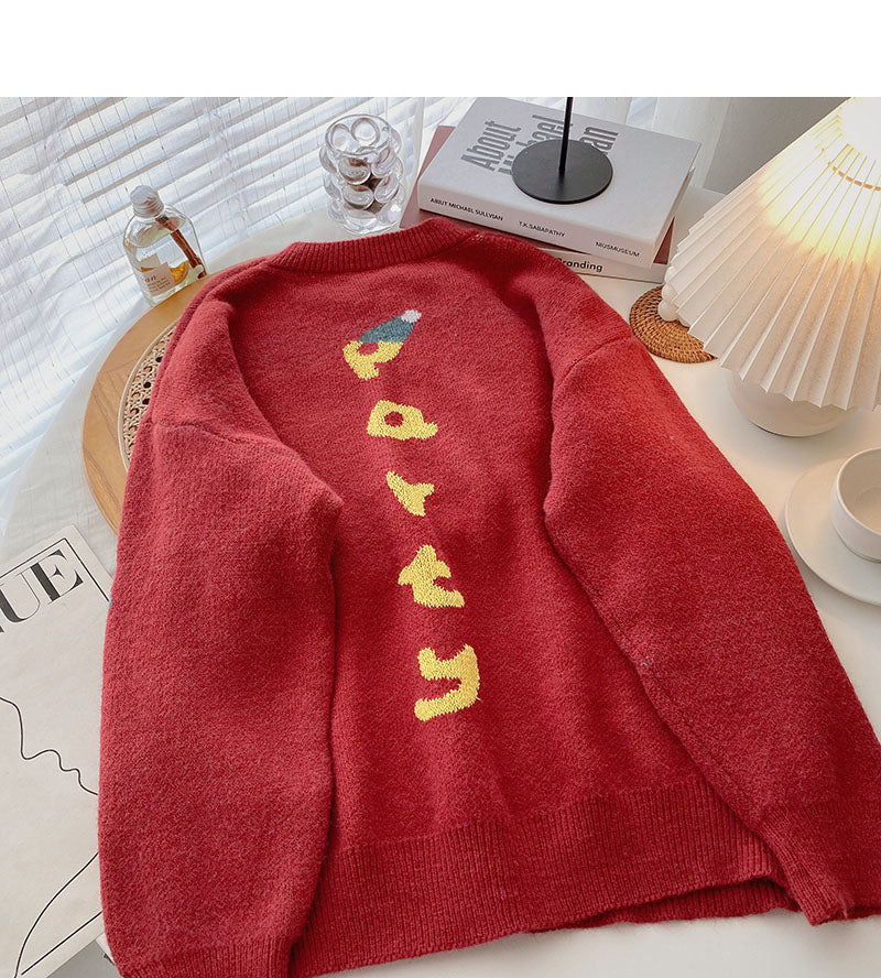 Haut ample à manches longues et col rond imprimé personnalisé vintage amusant vieillissant 6005