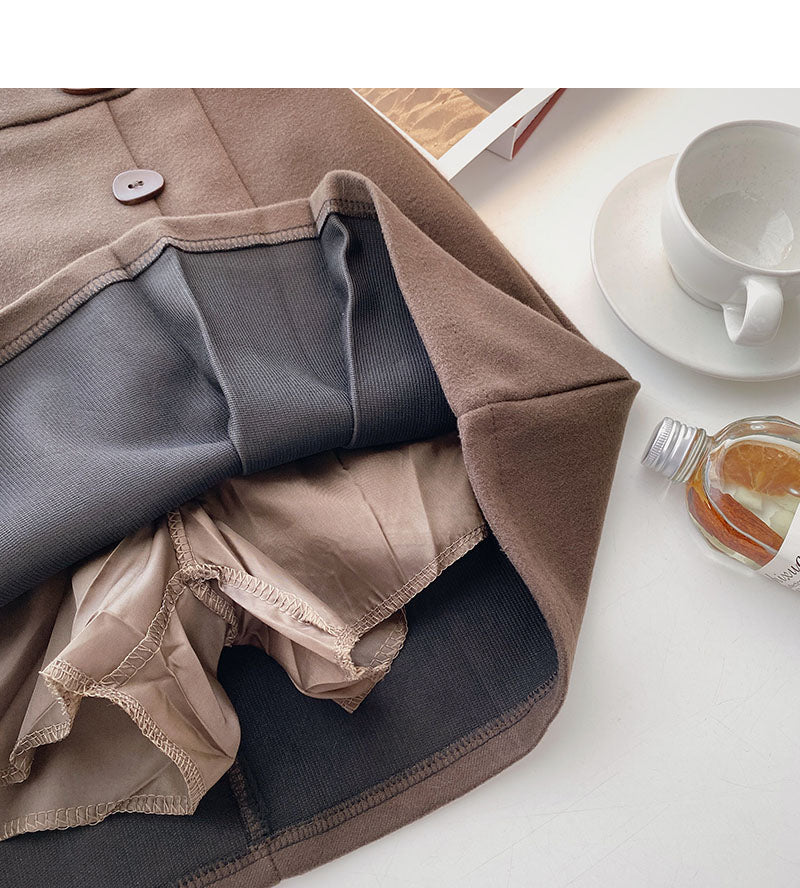 Drei-Knopf-Design mit hoher Taille, ausländischer Stil, altersreduzierender Faltenrock in A-Linie 5442