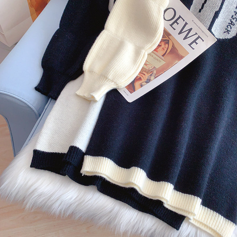 College style long sweater and foreign style knitted dress 5164