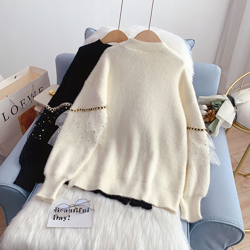 Imitation mink soft waxy soft sweater 5239