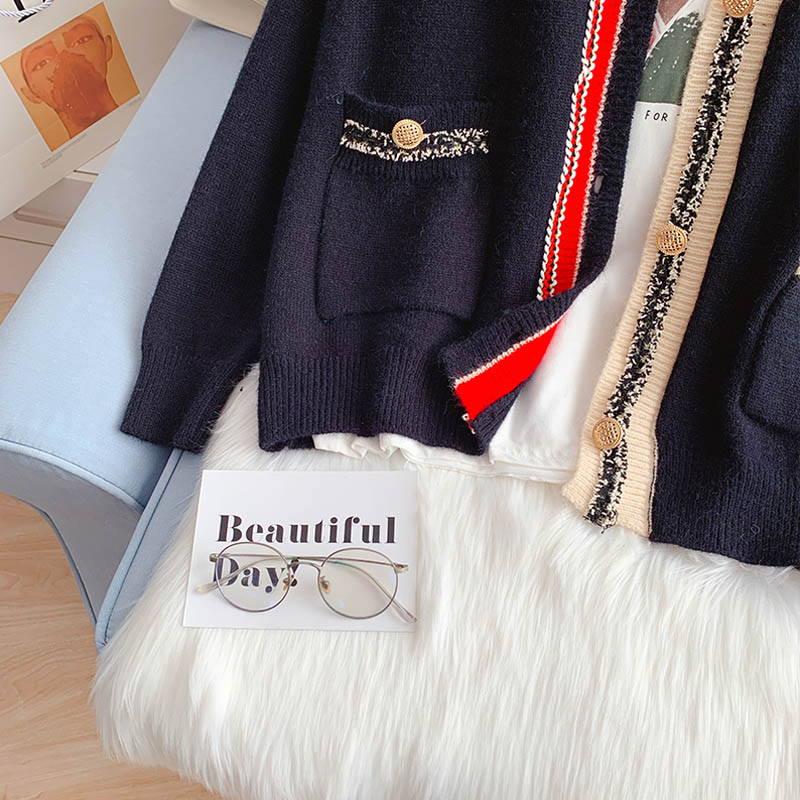 New Vintage college style sweater coat women 5122