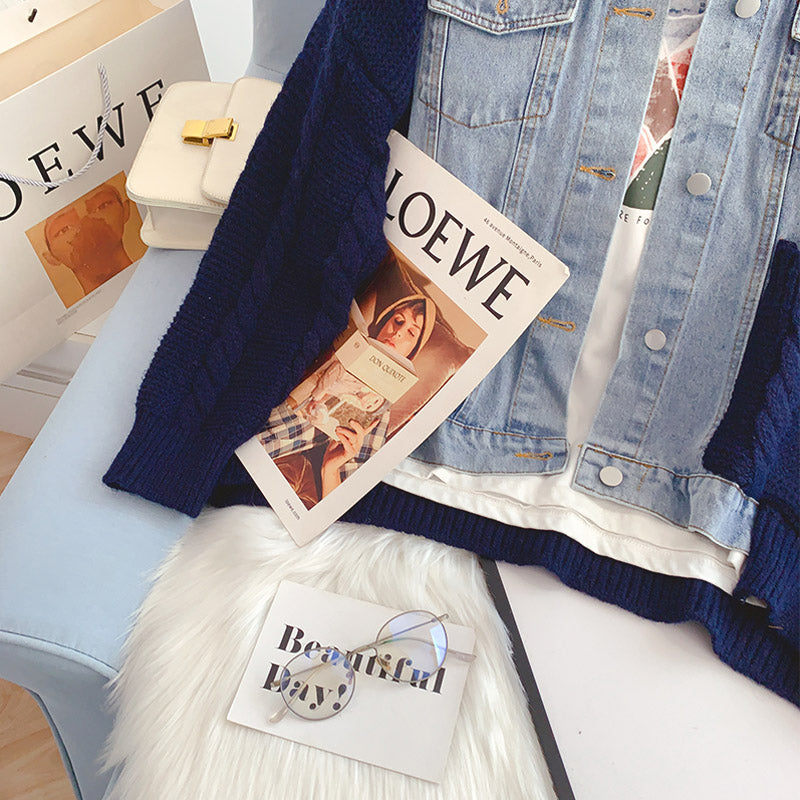 Pullovermantel aus Jeansstoff, Damendesign, vielseitig 5241