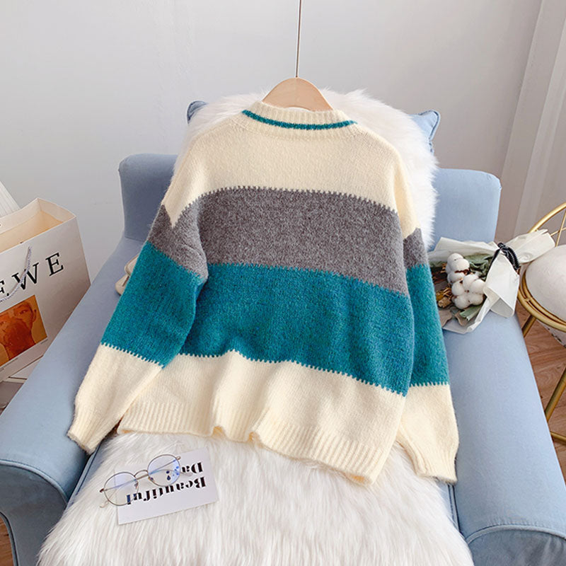 Mohair contrast V-Neck Sweater sweater sweater top 5170