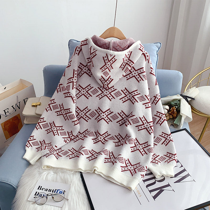 Net red hooded sweater with Korean knitted sweater 5111