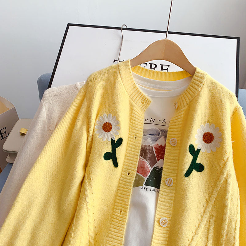 Embroidered sweater coat cardigan female 5119