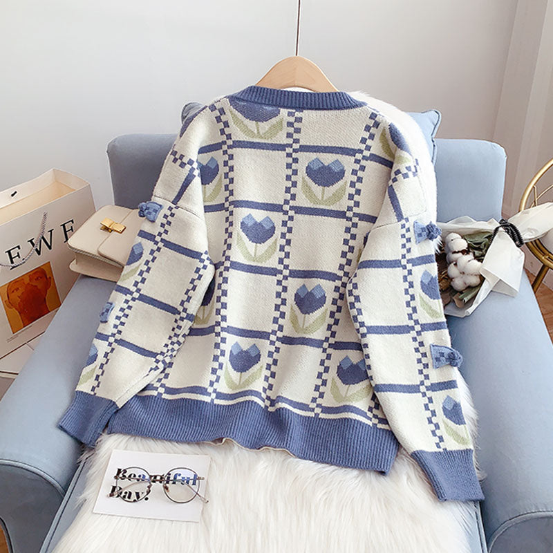 Weicher milchblauer Pullover neuer Strickmantel 5067