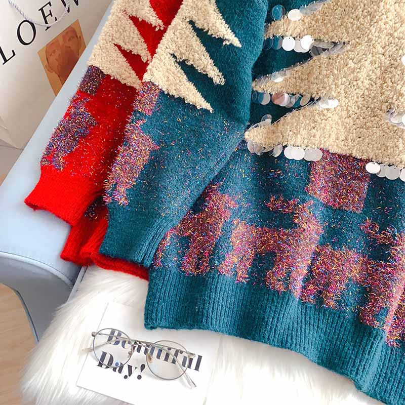 Exotischer Pullover mit Weihnachtsmotiv Pullover Pullover Top 5055