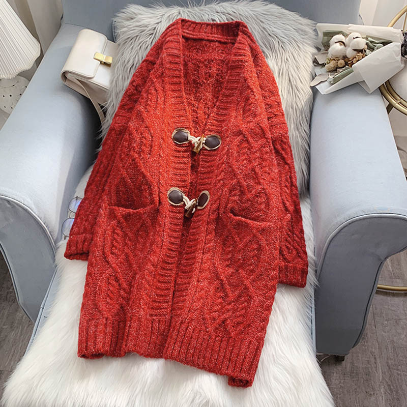 Net red knitted cardigan women's loose and lazy style 5065