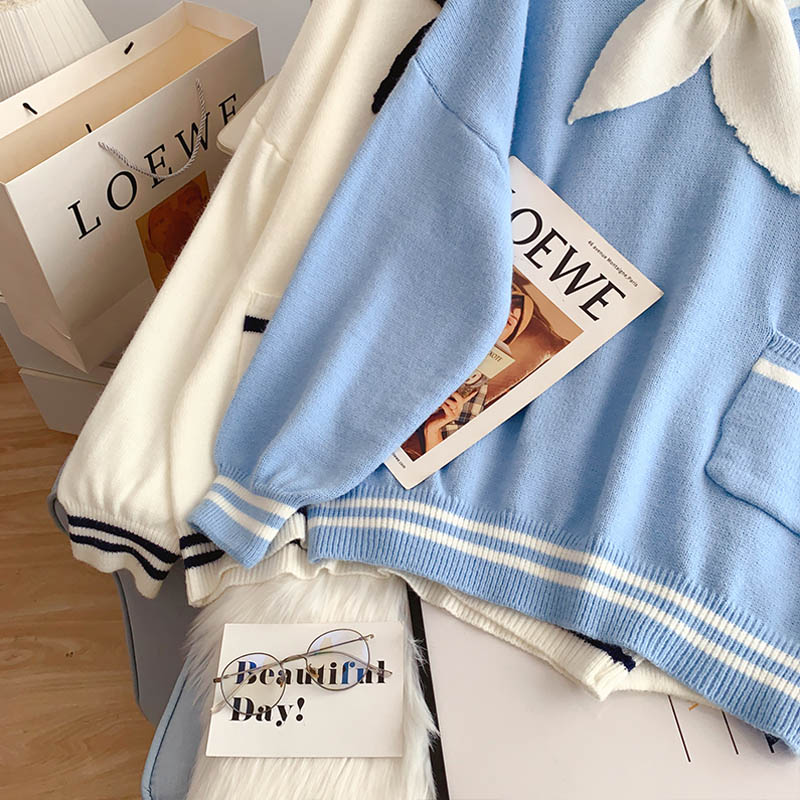 Japanischer fauler Pullover lockeres dünnes Oberteil 4957