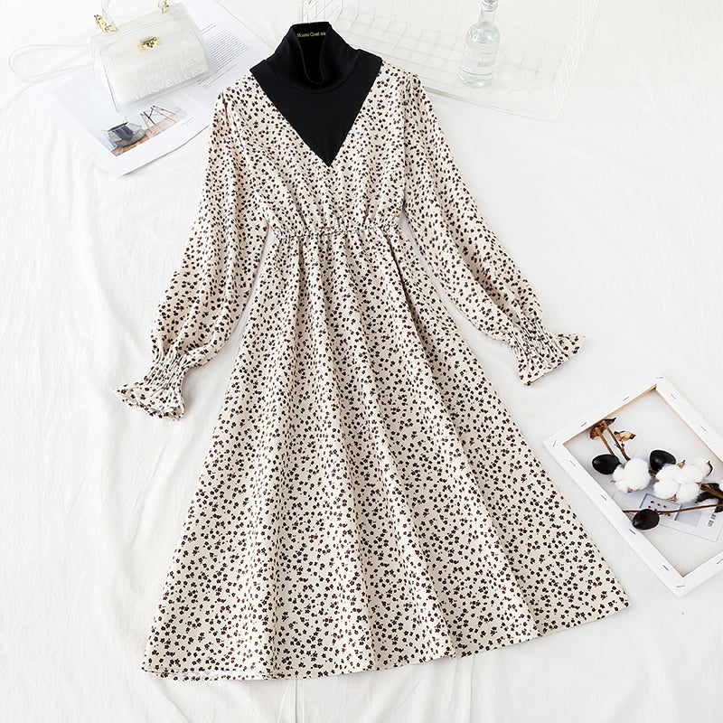 New medium length thick waist slim retro dress 4745