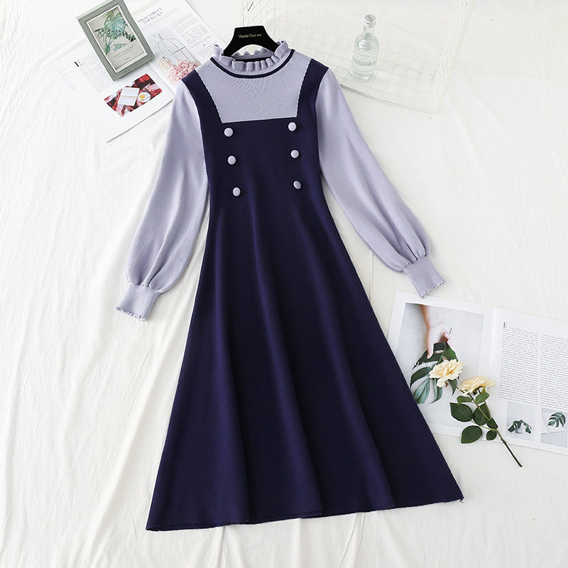 Double breasted fashion dress with slim waist 4782