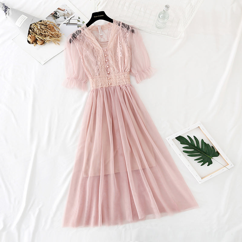 Die neue Taille ist schmal und sanftes Windnetzkleid 4392