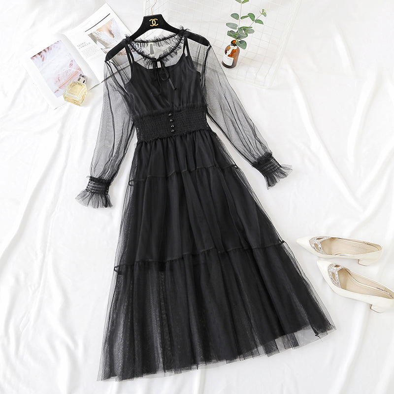 Lace mesh dress is very retro 4315