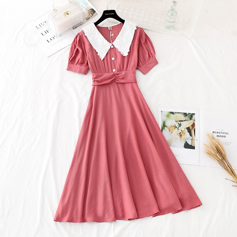 Die neue französische Retro-Taille zeigt dünnes Temperament, Göttinnenfächer Fairy Dress 4159