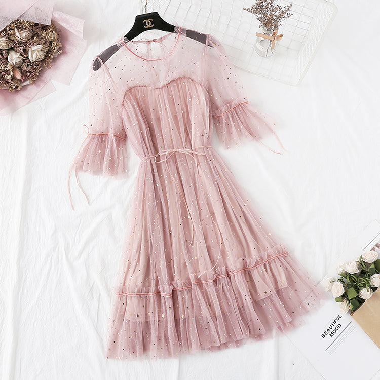 Minority Platycodon skirt fairy star gauze dress 4331