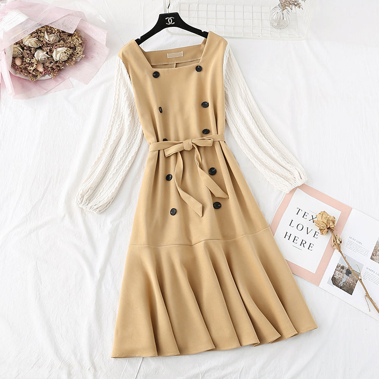 French retro super fairy waist fishtail long skirt 3981