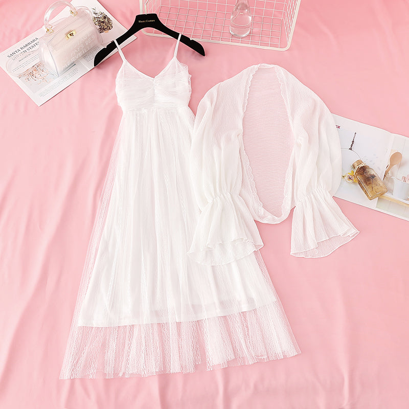 Cardigan Spitzenkleid Temperament Göttin Stil 3827