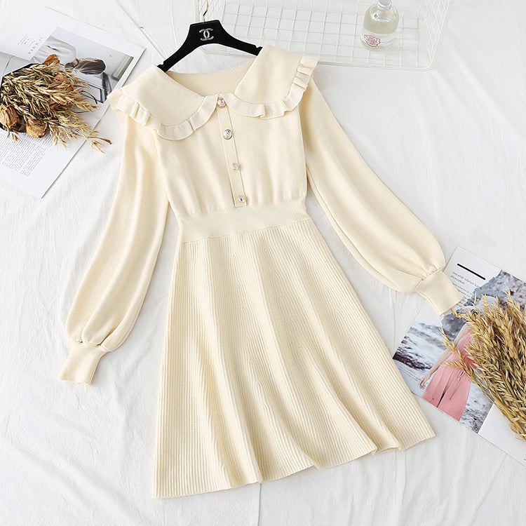 French first love retro super fairy knitted dress 3895
