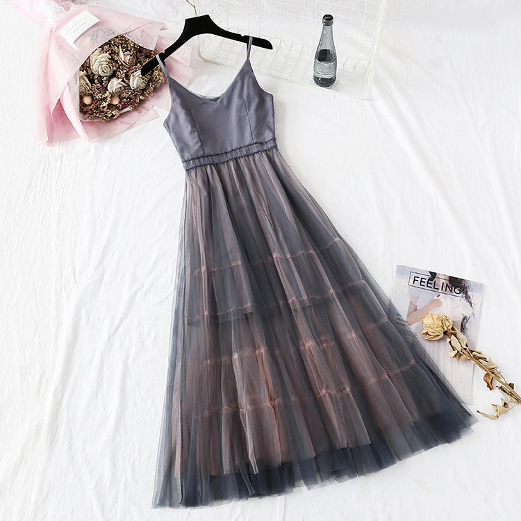 French Hepburn fairy sling gauze dress 3734