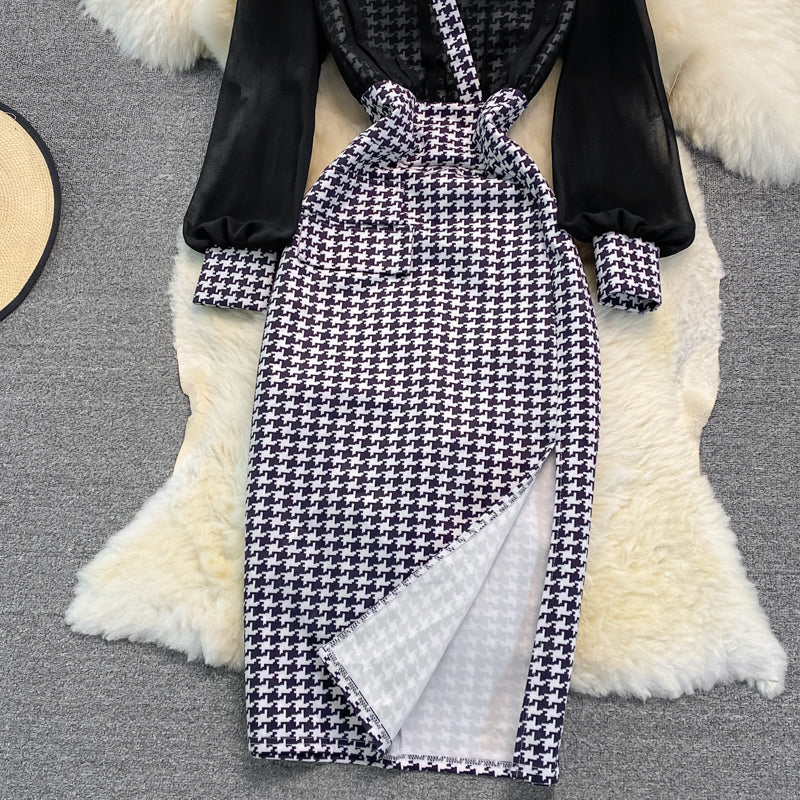 Slim and slim split Hip Wrap Dress bottomed skirt 3764