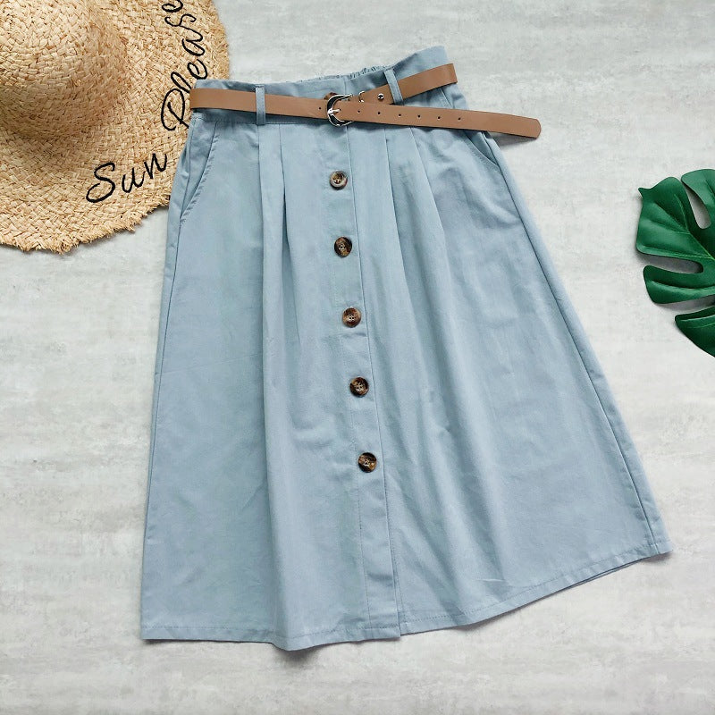 forest high waist A-line skirt, complimentary belt 3681