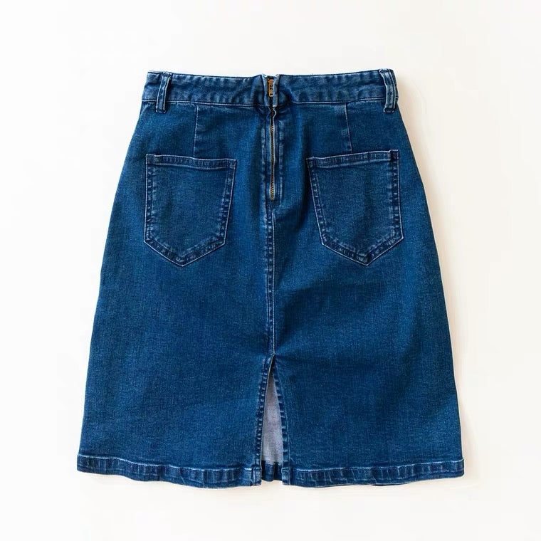 Fashion denim skirt, short style, straight tube embroidery, zipper, youth skirt 3619