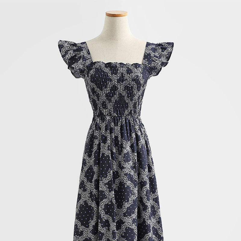 Neues französisches Blumenkleid, süßer und würziger Hosenträgerrock 4283