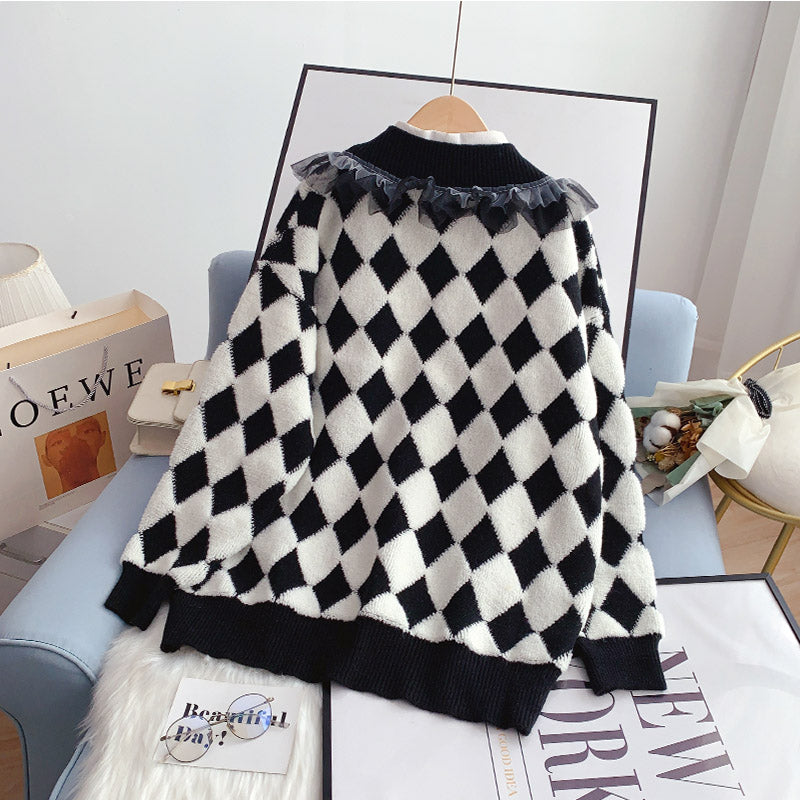 Lingge cardigan sweater coat female 5153