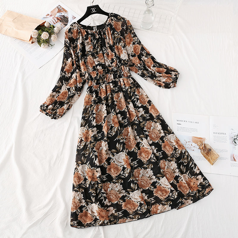 New dress French Vintage Print Dress 4028