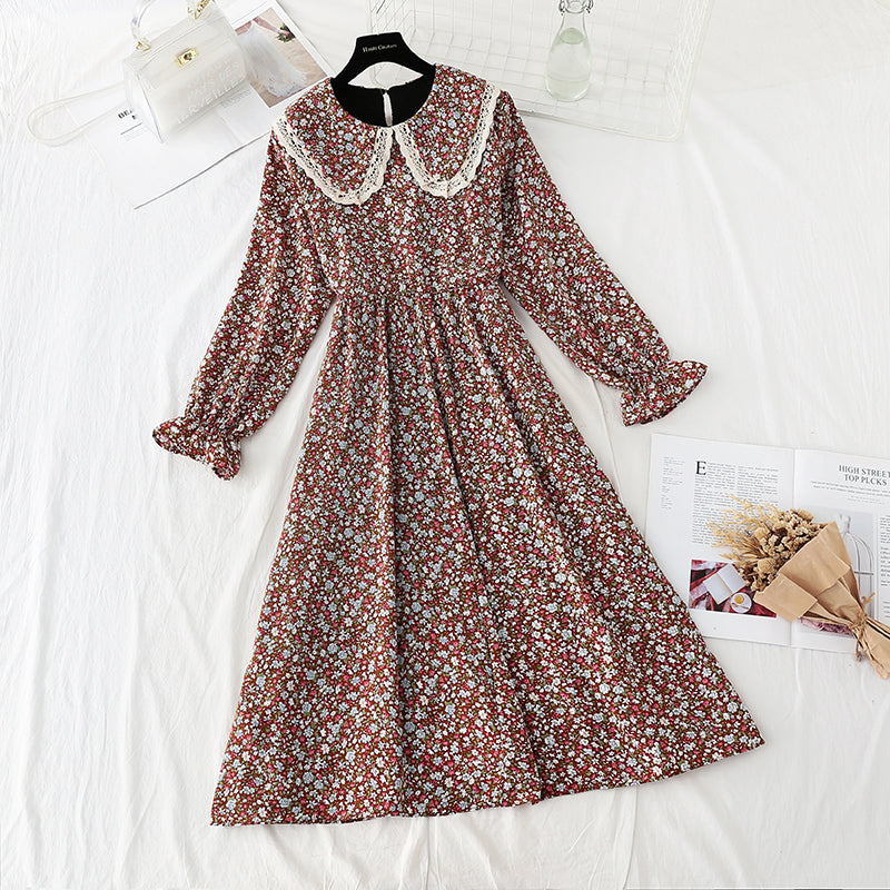 Doll neck hollow out age reducing thin dress female 4560