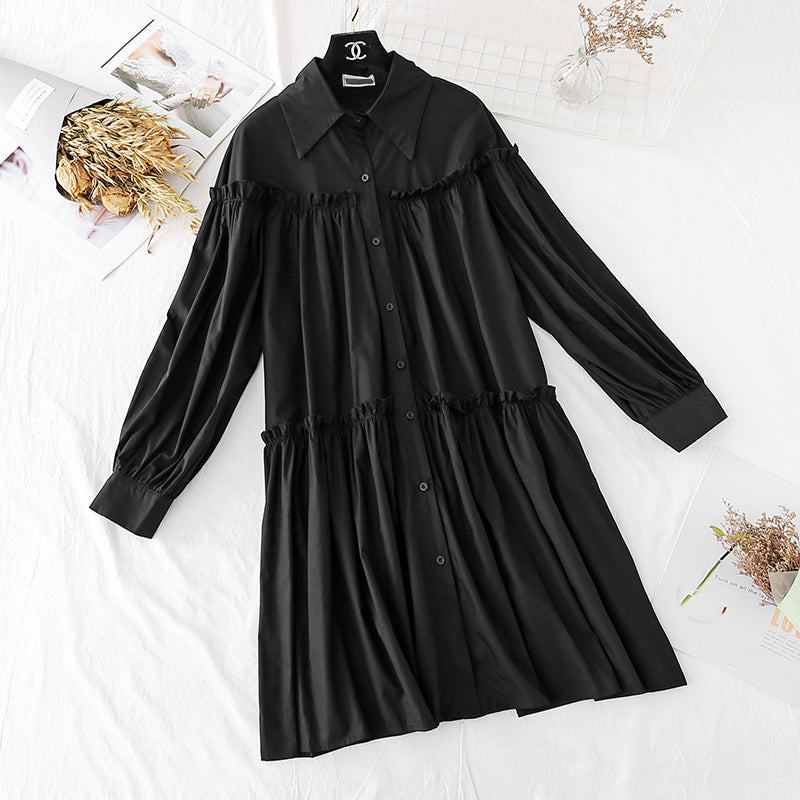 Shirt dress light mature style, foreign style, loose and thin 4021