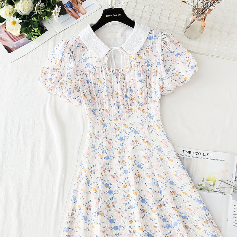 French first love waist closing temperament broken flower fairy small skirt 4906