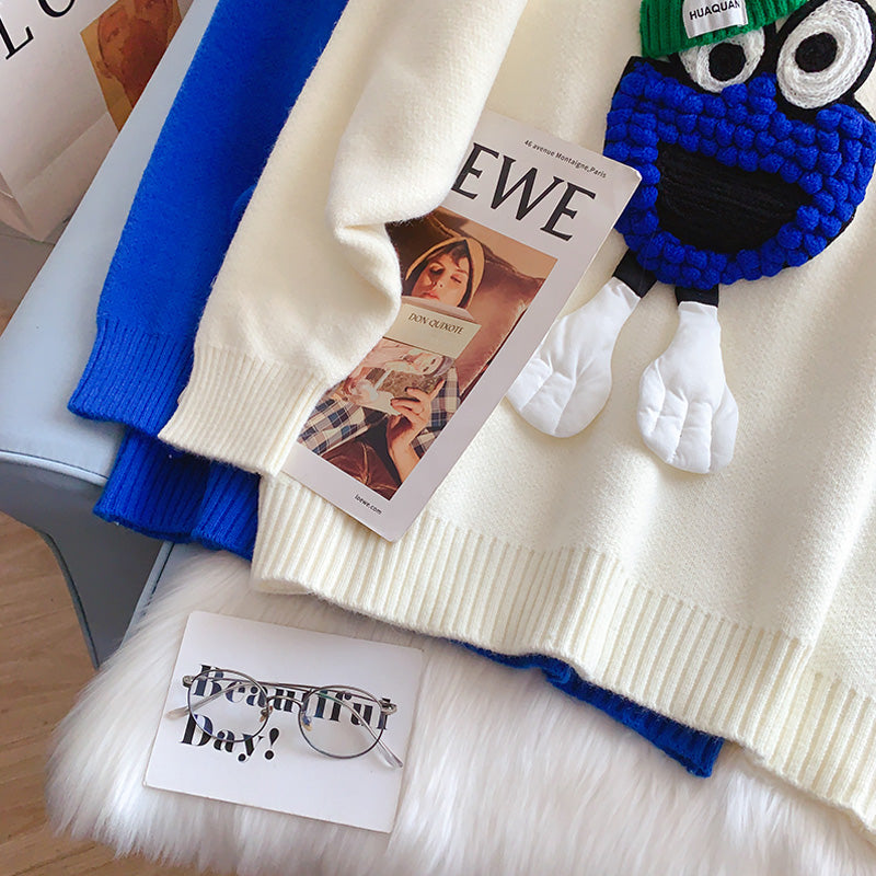 Klein Blue cartoon sweater sweater sweater top 5024